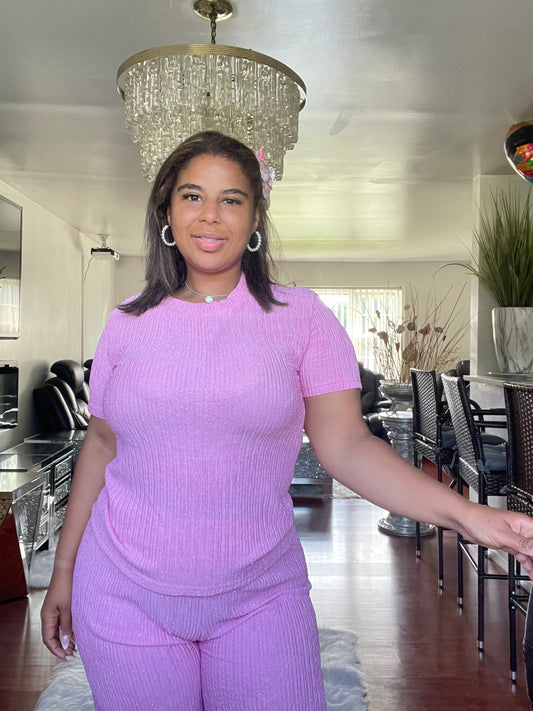 Glittered and Pink Pant Set