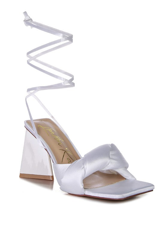 Knotted Triangular Block Heel Sandals