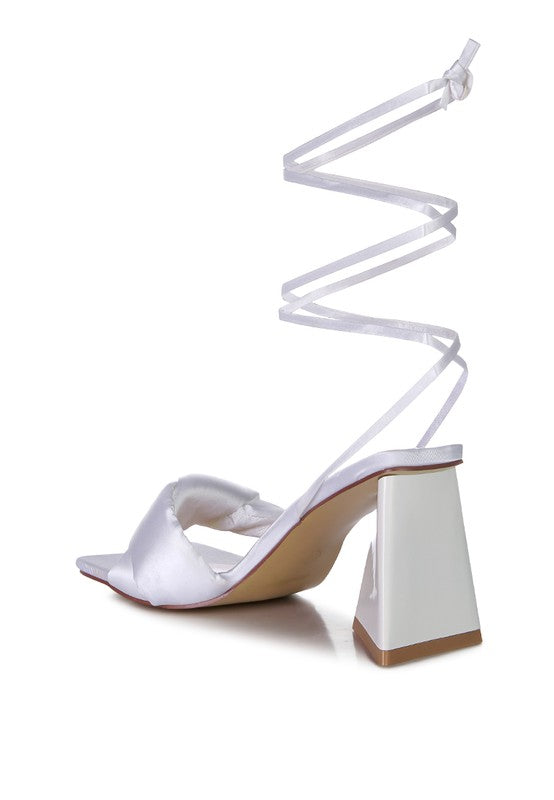 Knotted Triangular Block Heel Sandals