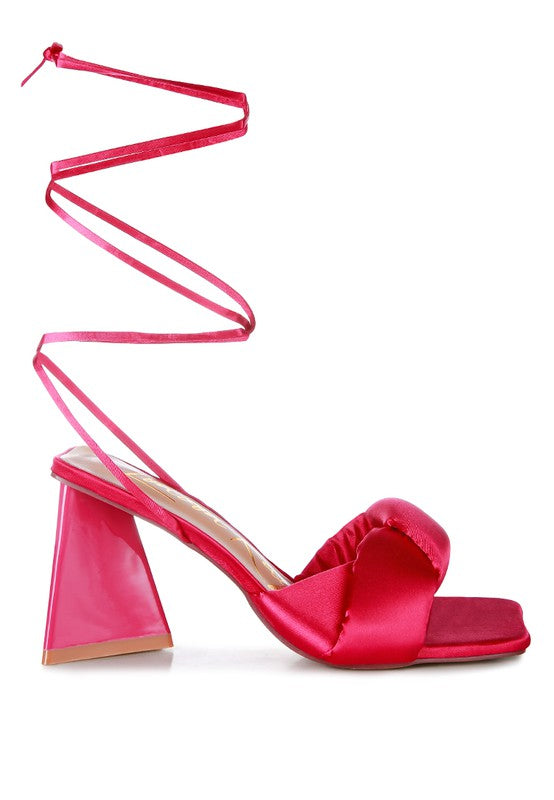 Knotted Triangular Block Heel Sandals