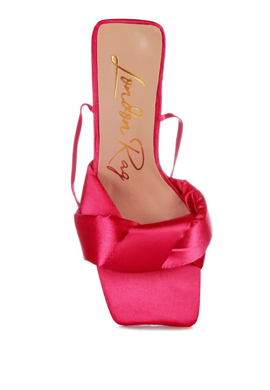 Knotted Triangular Block Heel Sandals