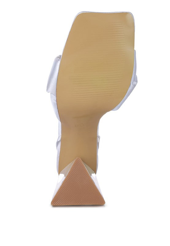 Knotted Triangular Block Heel Sandals