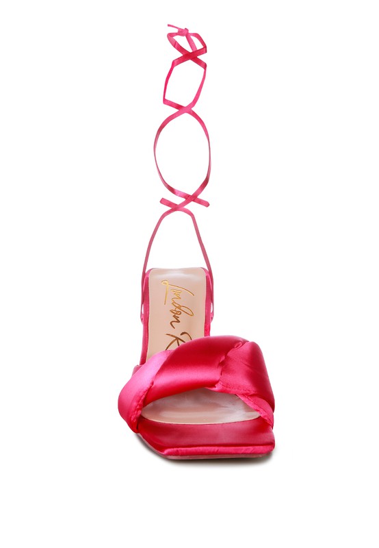 Knotted Triangular Block Heel Sandals
