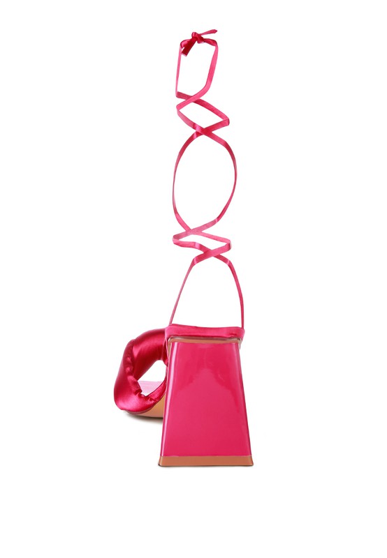 Knotted Triangular Block Heel Sandals