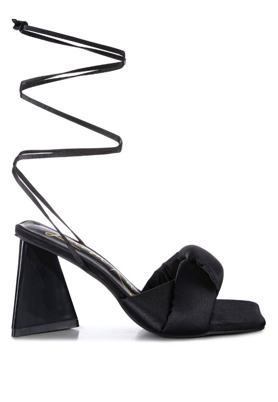 Knotted Triangular Block Heel Sandals