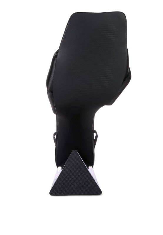 Knotted Triangular Block Heel Sandals