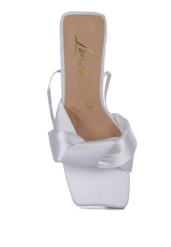 Knotted Triangular Block Heel Sandals