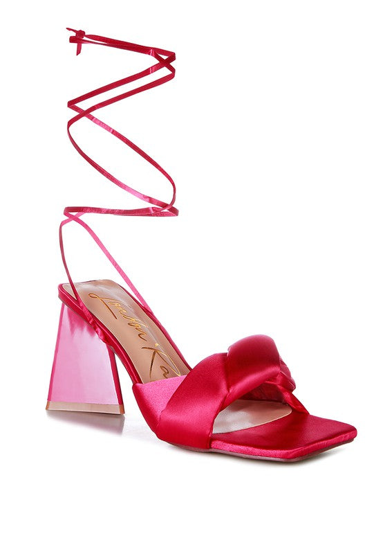 Knotted Triangular Block Heel Sandals