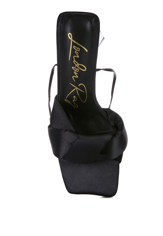 Knotted Triangular Block Heel Sandals