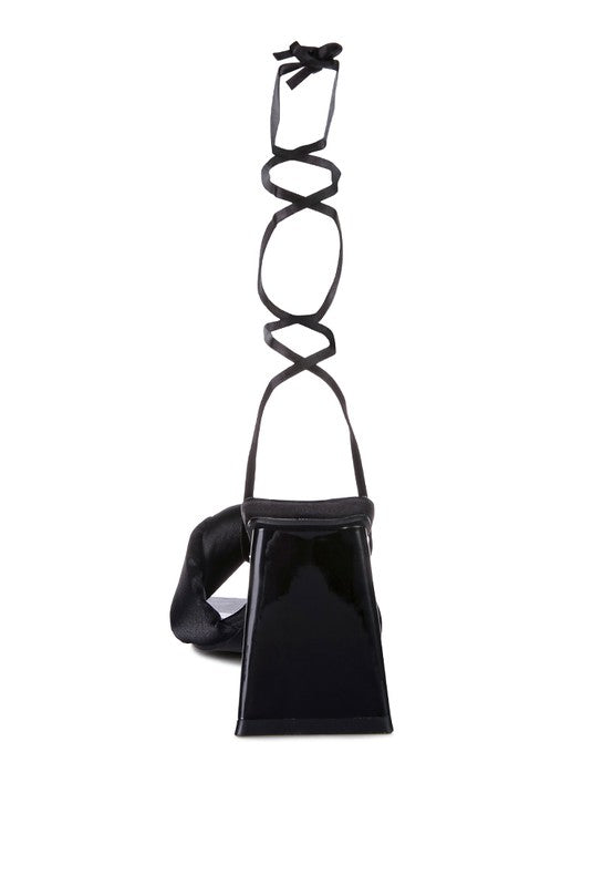Knotted Triangular Block Heel Sandals