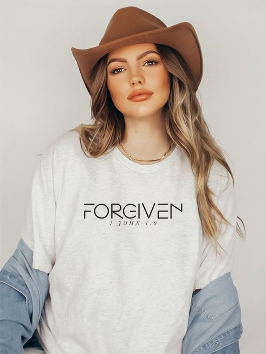 FORGIVEN 1 John 1 9 Crewneck Boutique Tee