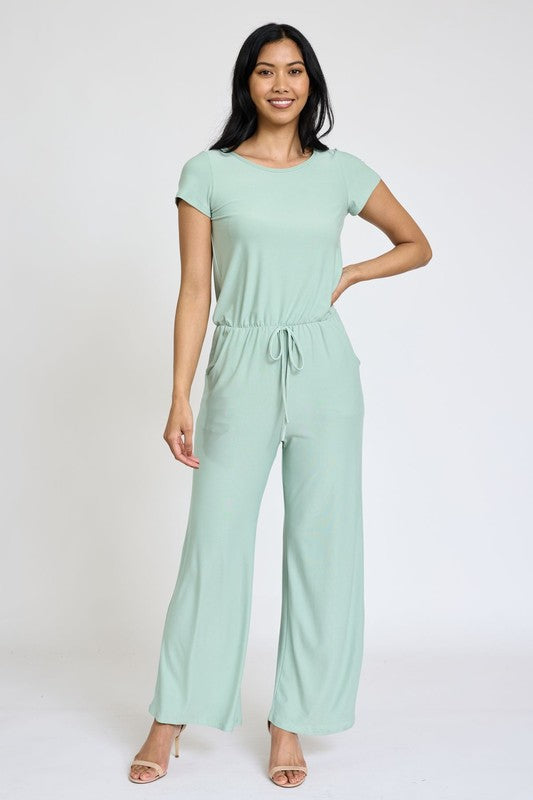 Short Sleeve Jumpsuit W/Pocket
