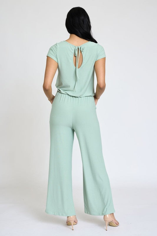 Short Sleeve Jumpsuit W/Pocket