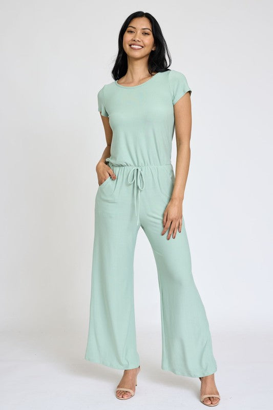 Short Sleeve Jumpsuit W/Pocket