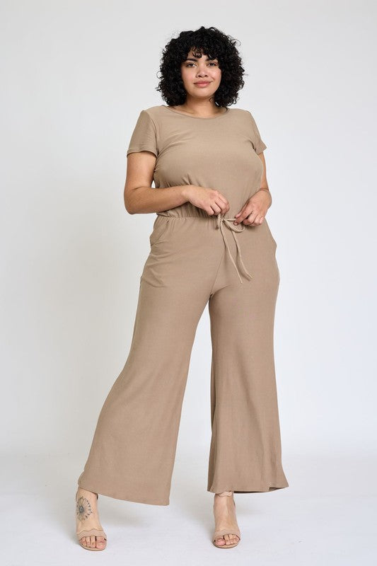 Short Sleeve Jumpsuit W/Pocket