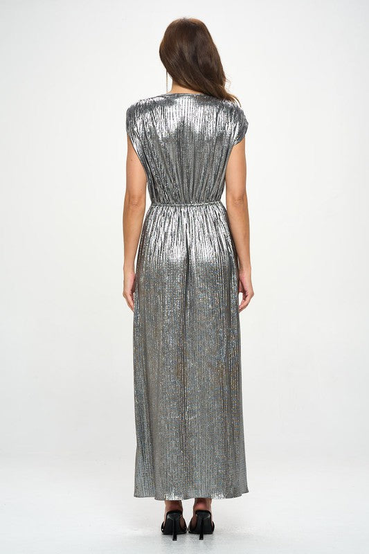 Sleeveless Metallic Maxi Dress