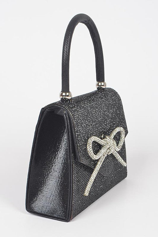 Rhinestone Bow Tie Iconic Top Handle Clutch