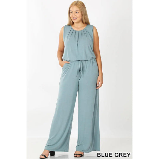 Sleeveless Plus Size Jumpsuit Fabric Fit