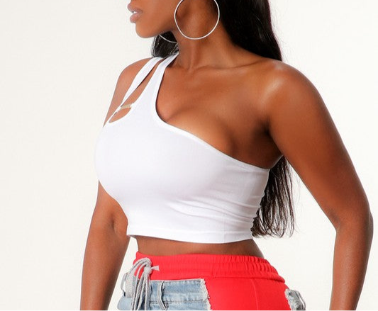 Steel Chic One-Shoulder Crop
