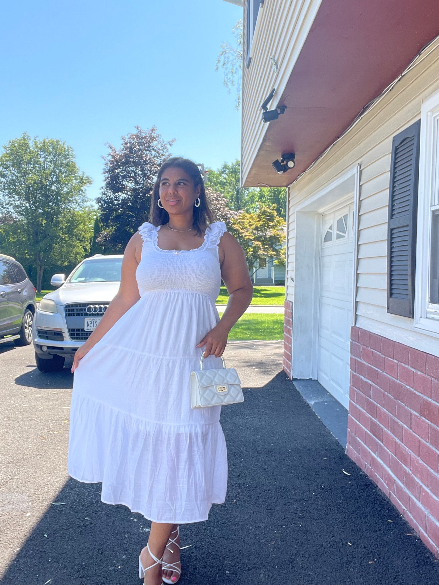 Ruffle Cap Sleeve Smocked Tiered Midi Dress