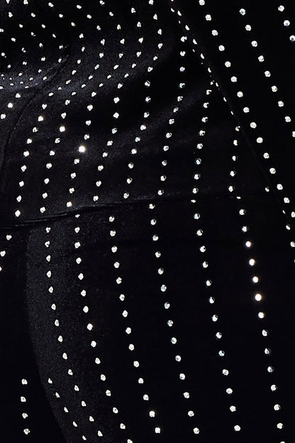 Velvet Striped Rhinestone Suit Set
