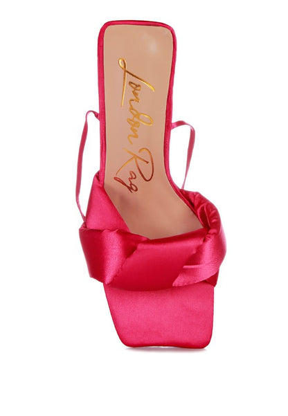 Knotted Triangular Block Heel Sandals
