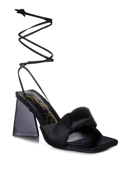 Knotted Triangular Block Heel Sandals