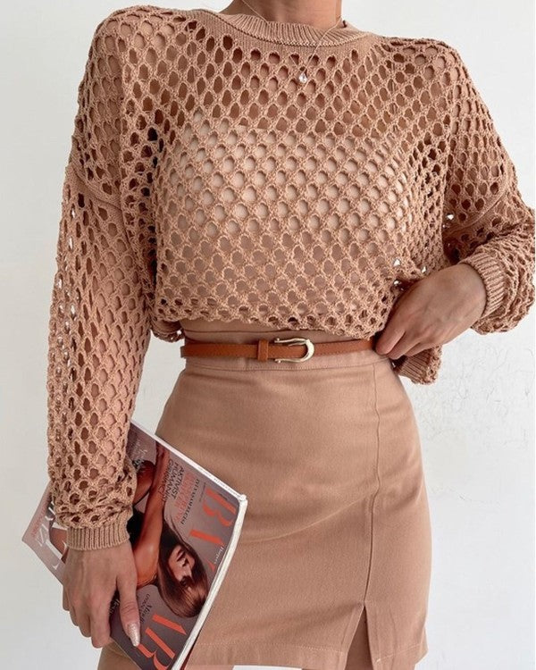 Open knit cropped top