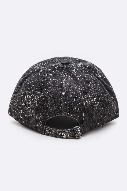 Sequin Rose Patch Paint Splattered Cotton Cap