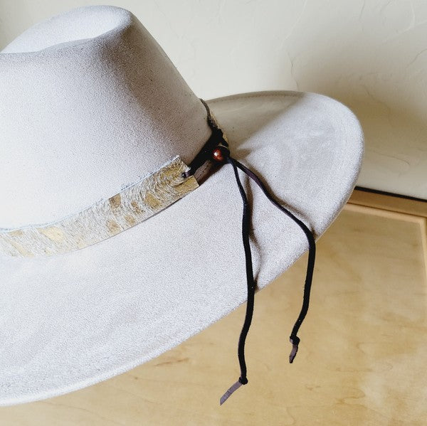 Cream & Gold Metallic Leather Hat