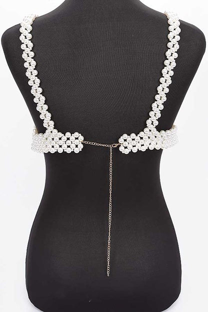 Faux Pearl Braided Bra Top