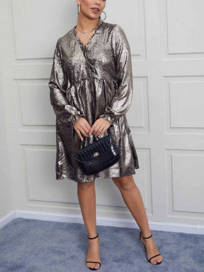 Metallic gold dress Casual Fabric Womenswear Day
