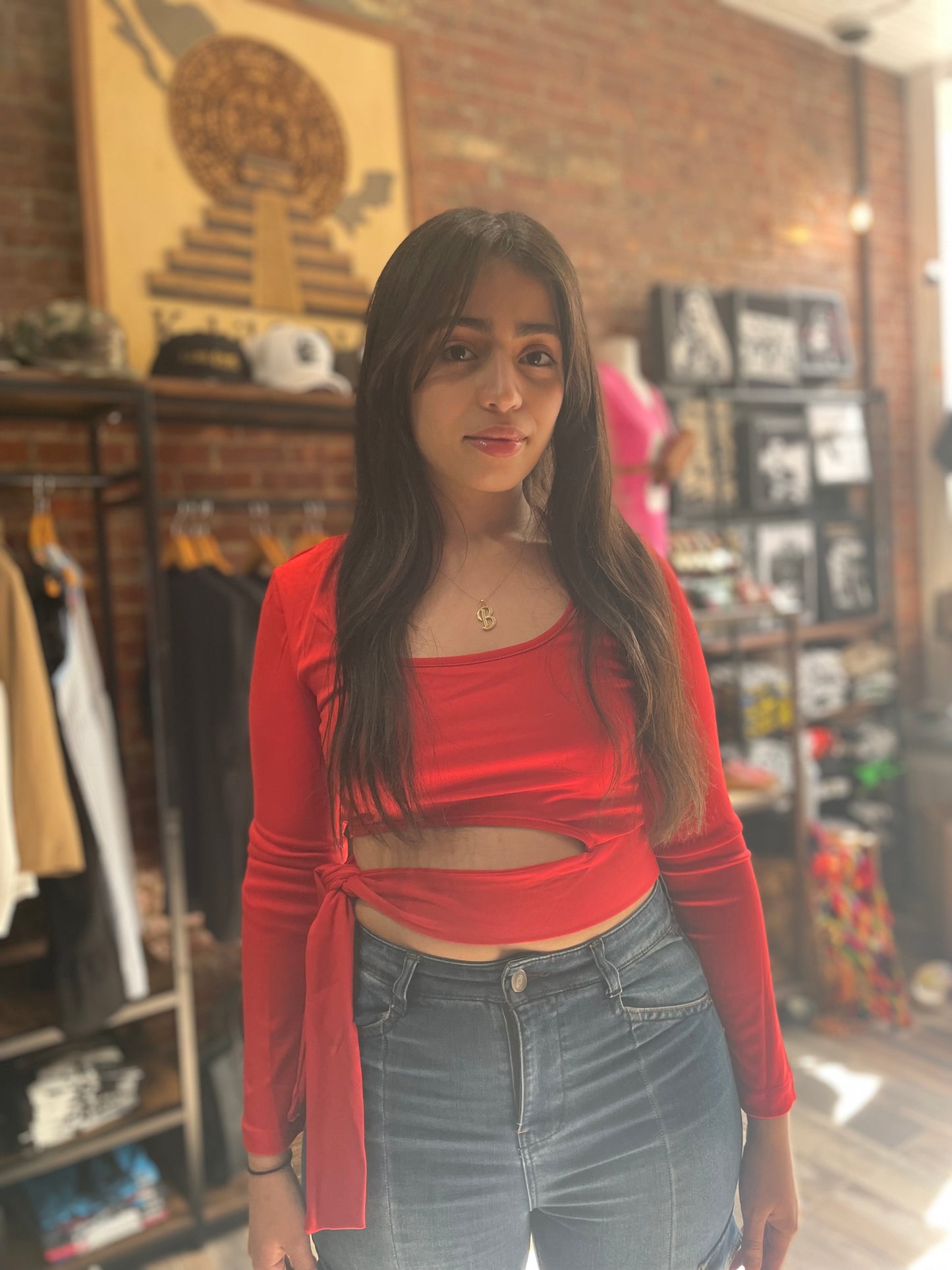 Red Cut Out Crop Top
