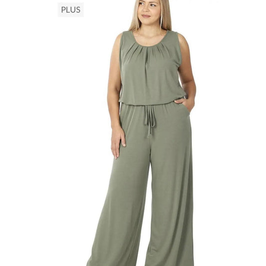Sleeveless Plus Size Jumpsuit Fabric Fit