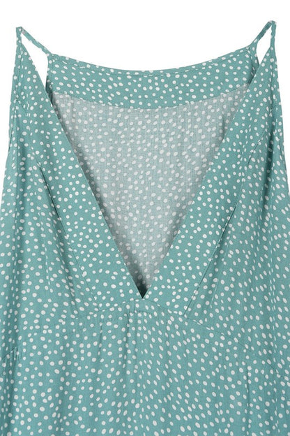 Deep V-neckline turquoise tiered dress