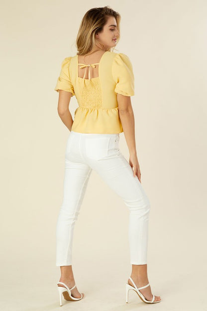 Bubbles sleeved blouse with peplum Lilou
