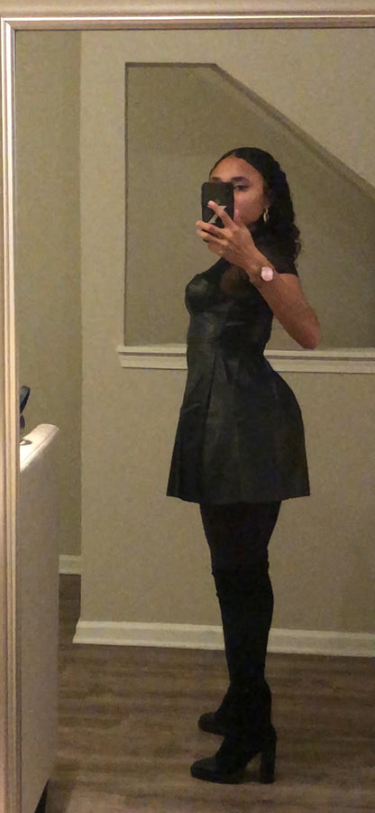 Vegan leather bustier mini dress