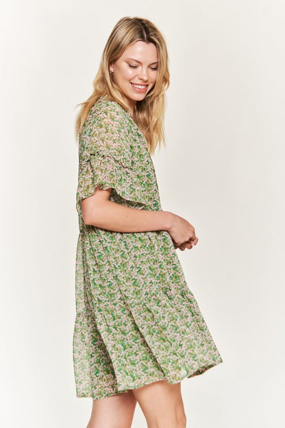 Floral print v-neck mini dress