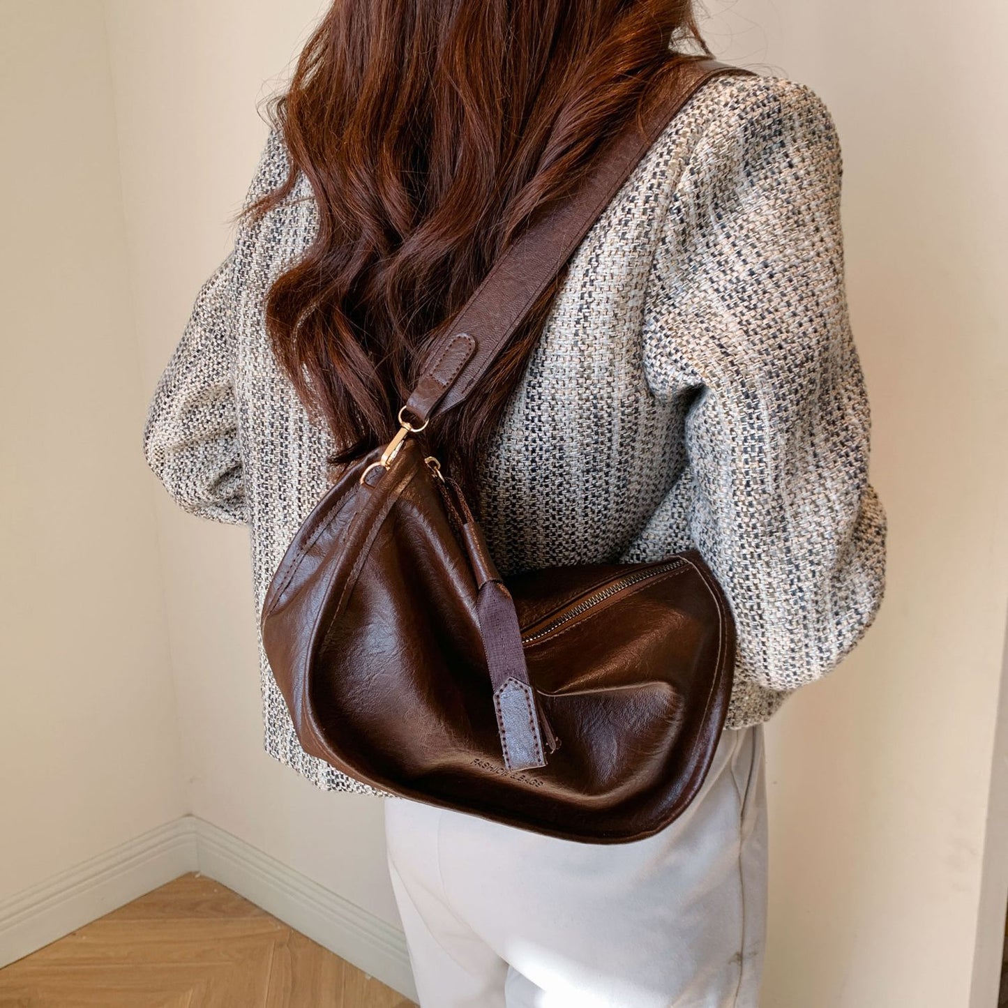 PU Leather Double Strap Shoulder Bag