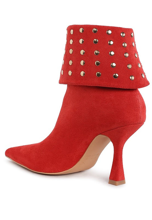 Stud Embellished Foldover Boots