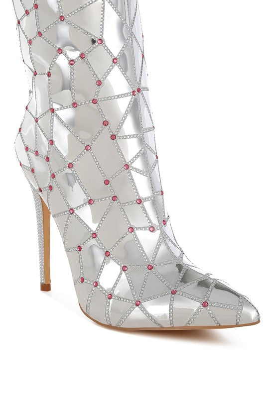 Rhinestones Embellished Metallic Boots