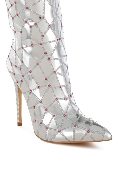 Rhinestones Embellished Metallic Boots
