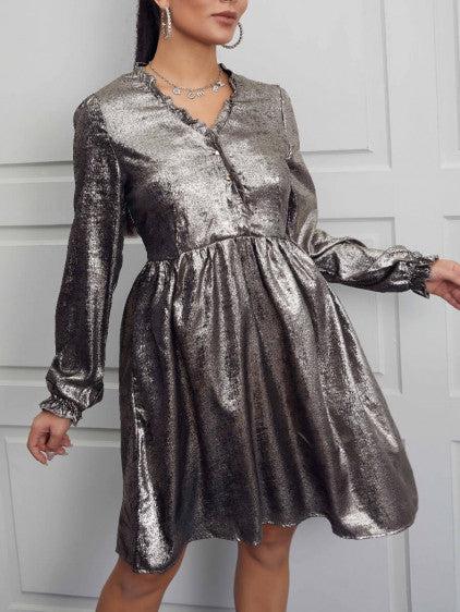 Metallic gold dress Casual Fabric Womenswear Day