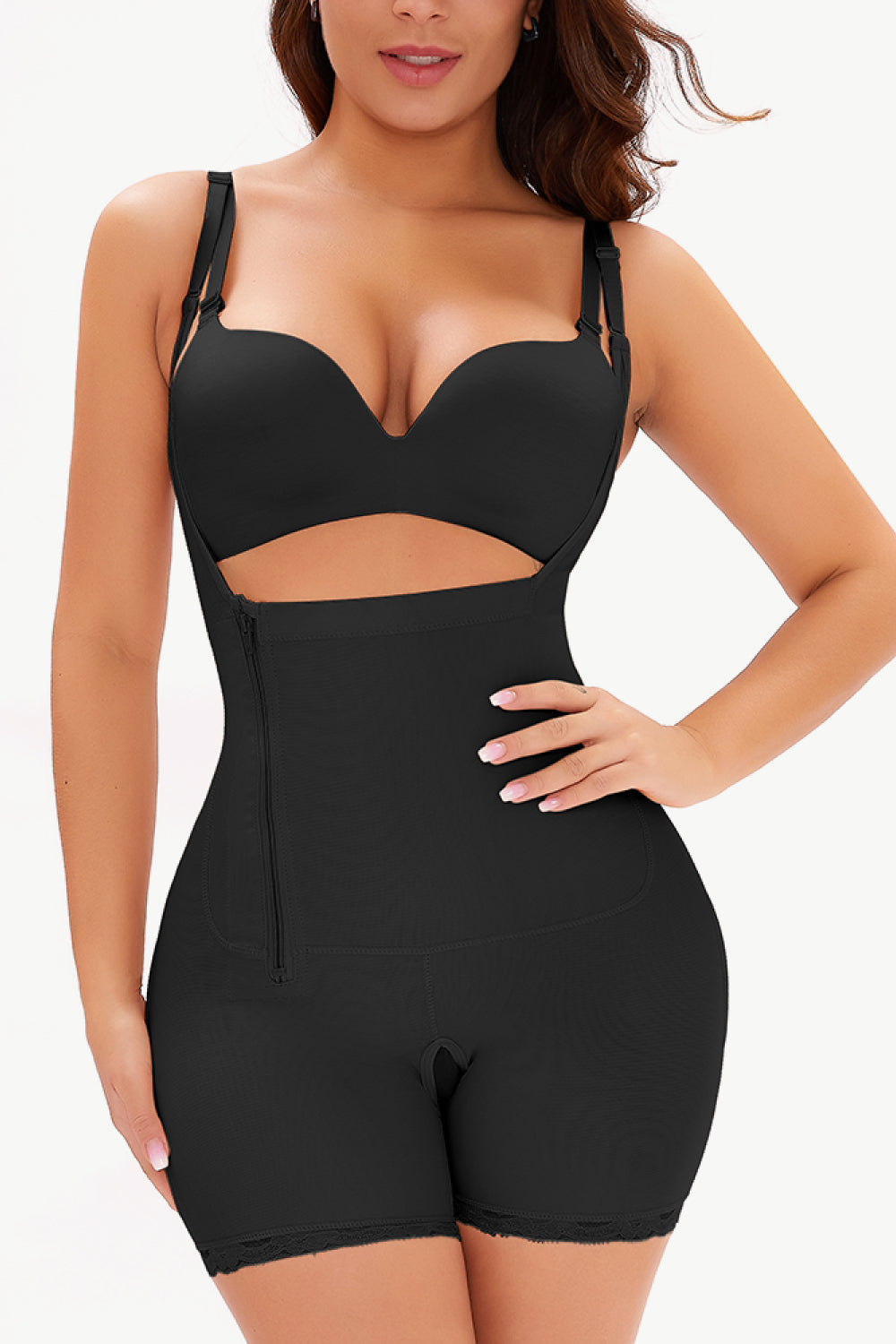 Full Size Side Zipper Under-Bust Shaping Bodysuit Trendsi