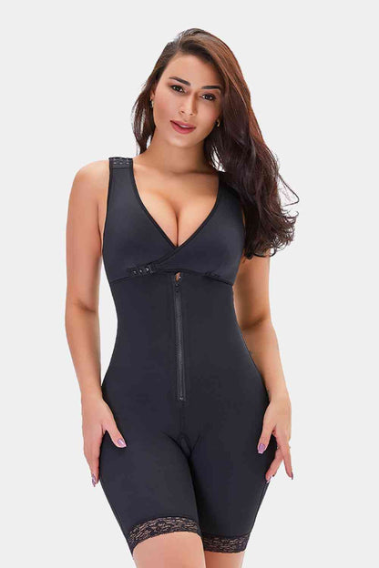 Lace Trim Shapewear with Zipper
